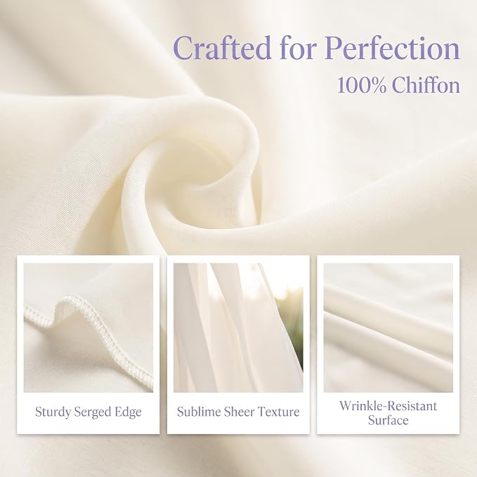 AMZLOKAE Ivory Chiffon Wedding Arch Draping 18FT 2 Panels - Image 5