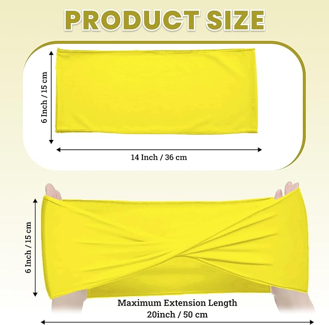 VDS Pack of 250 PCS | Yellow | Spandex Chair Sashes Bows Without Buckle | Stretch Elastic Banquet Universal Folding Chair Band Tie with for Wedding Party Conference Celebration Event Decoration - Image 3