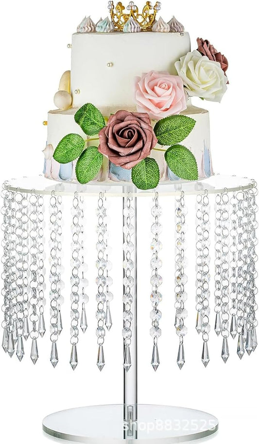 Acrylic cake stand, Acrylic Cake Rack Circular Cupcake Rack Dessert Display Rack With Crystal Chandelier For Wedding Birthday Party Table Decoration(Small)