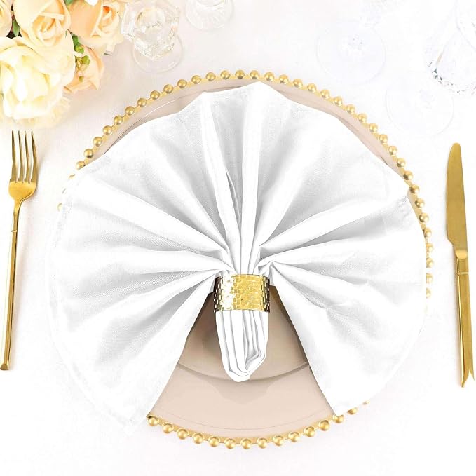 Tableclothsfactory Premium Pack of 100 Premium White 20" x 20" Washable Polyester Napkins Great for Wedding Party Restaurant Dinner Parties for Party & Decorations by TABLECLOTHSFACTORY
