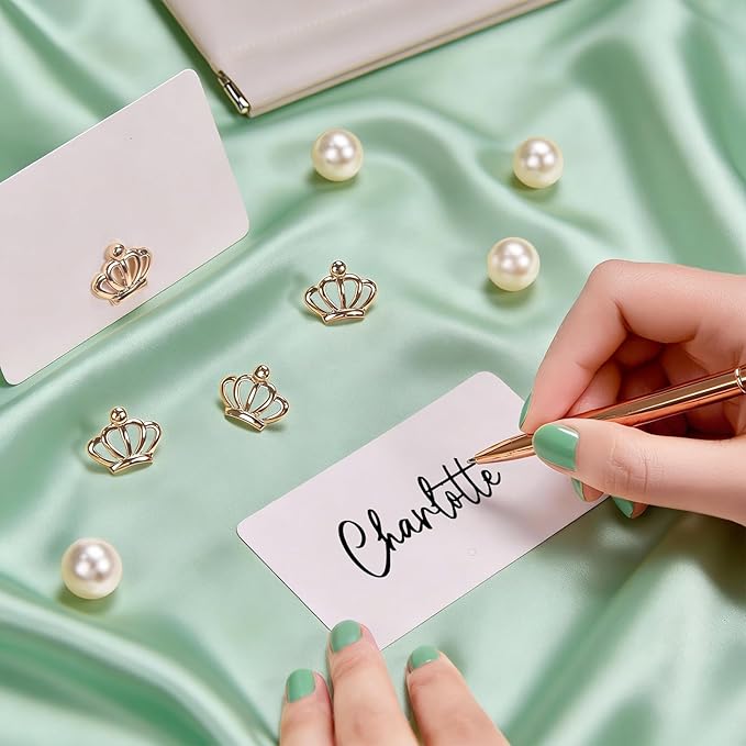UNIQOOO 24Pcs Decorative Crown Place Card Holders Bulk, Queen Crown Name Card Stands Set, for Wedding Decor Princess Party, Table Setting, Business Card, Name Tag, Party Food Labels