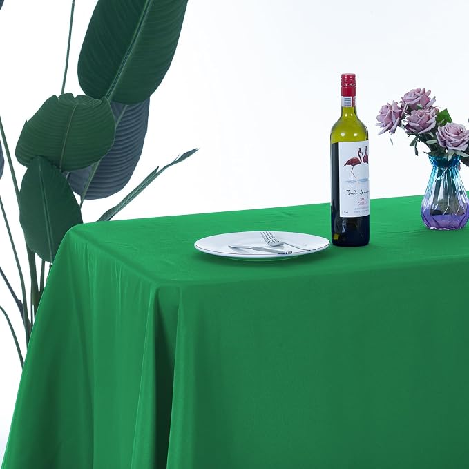 Ascoza 2pack 90x132 Inch Emerald Rectangular Tablecloth 8 Feet Table Cloth in Polyester Fabric for Wedding/Banquet/Restaurant/Parties - Image 7