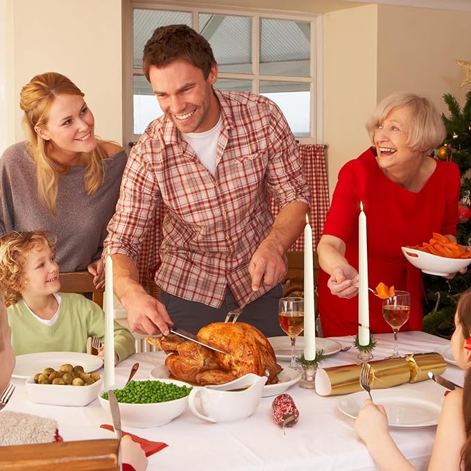 OSHINE Ivory 10 Inch Taper Candles - 24 Pack Long Taper Candles Dripless Unscented Smokeless & Emergency 7-8 Hours Long Burning Ivory Cndlesticks, Ideal for Valentine, Weddings, Party