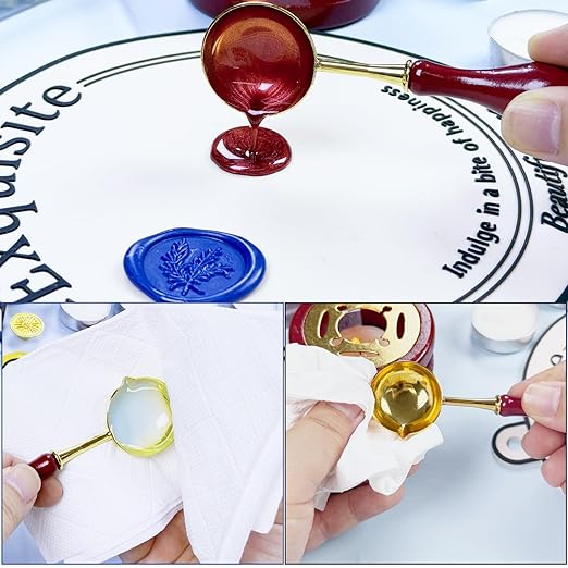 24 Colors Sealing Wax Beads for Wax Seal Stamp with 4Pcs Tea Candles and 1 Pcs WaxMelting Spoon for Gift, Wedding Invitation,Letter Envelopes,Sealing Wine Bottle