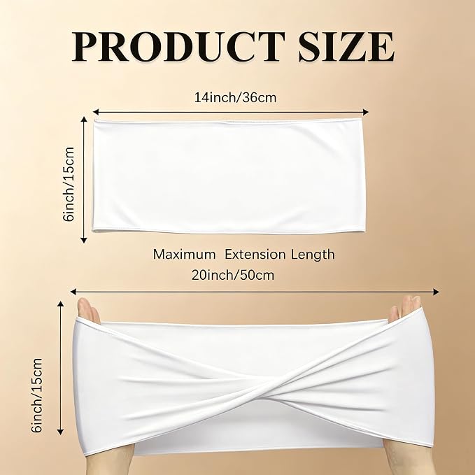 White Chair Sashes Bows 50 Pack, Spandex Blue Chair Cover Bands Ties Without Buckle for Gender Reveal Baby Shower Decoration - Image 2