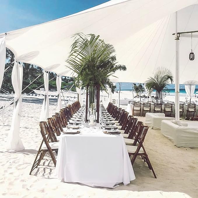 10 Pack White Tablecloths for 6 Foot Rectangle Tables 90 x 132 Inch White Table Linens Stain and Washable Polyester Fabric Table Covers for Wedding Reception Banquet Party Restaurant - Image 4