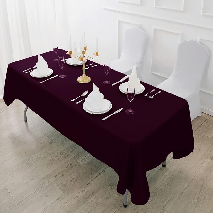 Fokitut 2 Pack Waterproof Rectangle Tablecloth, 60x120 Inch,Stain Resistant and Wrinkle Polyester Table Cloth, Fabric Table Cover for Kitchen Dining, Wedding, Party, Holiday Dinner-Eggplant - Image 5