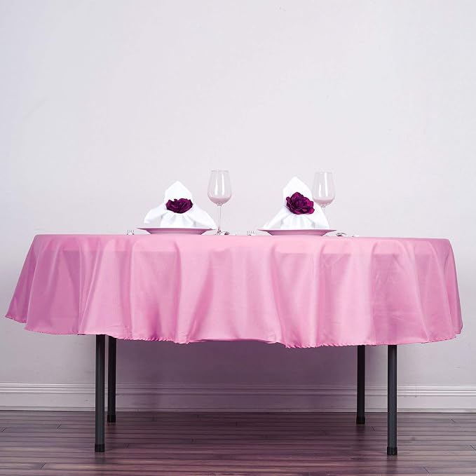 Balsa Circle 6 pcs 90 inch Pink Round Washable Polyester Easy-Care Tablecloth for Indoor and Outdoor Bridal Shower Wedding Table Buffet Table Parties Kitchen Dining - Image 6