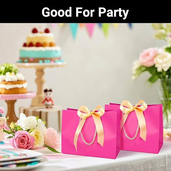 EUSOAR Gift Bags with Hanles, 25pcs 10.6"x3.1"x8.3" Hot Pink Shopping Paper Bags, Party Favor Kraft Paper Bags Thank You Gift Treat Bags Bulk for for Shopping Wedding Birthday Guests Bridal - Image 6
