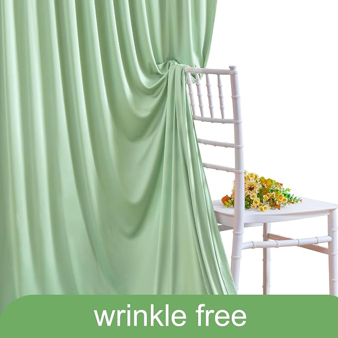 10ft x 10ft Sage Green Backdrop Curtain for Wedding Baby Shower Wrinkle Free Backdrop Drapes Panels for Parties Bridal Shower Birthday Photo Photography Polyester Fabric Background Decoration - Image 6