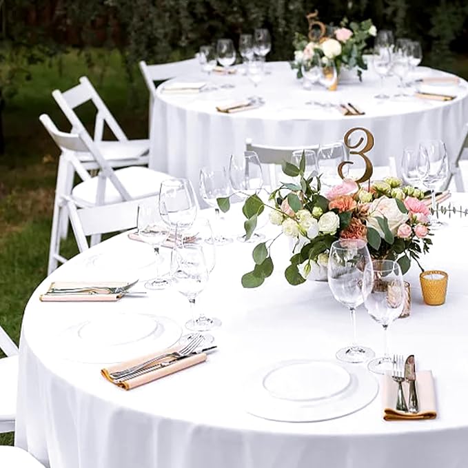 12 Packs 90 Inch White Round Polyester Tablecloths | Table Cover for Round Tables, Stain and Wrinkle Resistant Washable Table Cloth, Perfect for Wedding Banquet Parties - Image 4