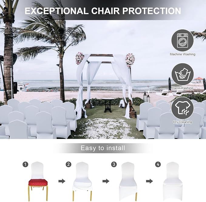 Trlyc Spandex Banquet Chair Covers 50 Pcs White for Wedding Party - Image 5