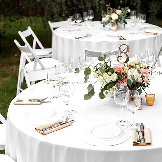 4 Packs 90 Inch White Round Polyester Tablecloths | Table Cover for Round Tables, Stain and Wrinkle Resistant Washable Table Cloth, Perfect for Wedding Banquet Parties - Image 4