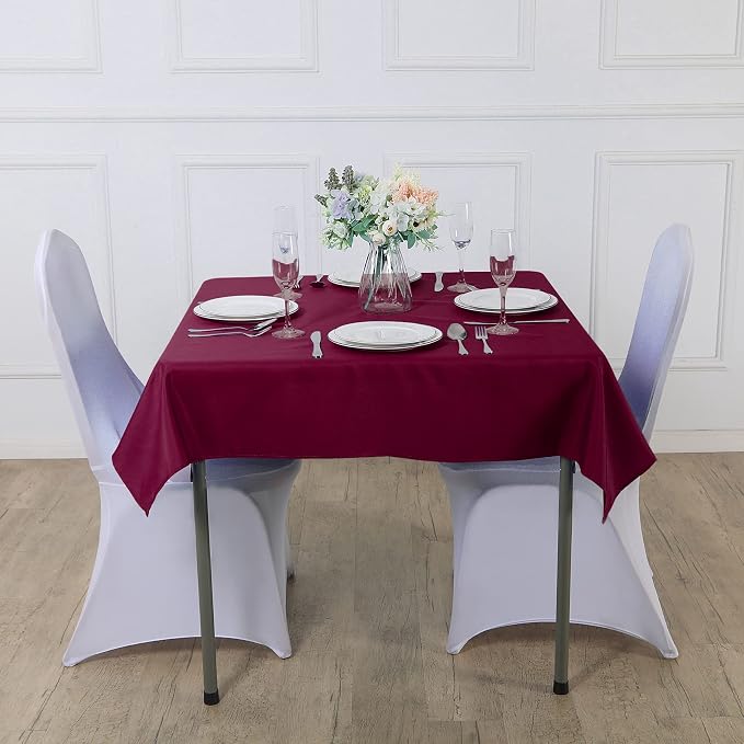 Cupuamon Square Tablecloth 70x70 inch Washable Polyester Fabric Table Cloth for Wedding Party Dining Banquet Decoration（70x70,Burgundy） - Image 7