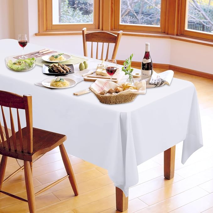 12 Pack White Tablecloths for 6ft Tables-60 x 102 Inch | Polyester Table Cover, Stain and Wrinkle Resistant Washable Fabric Table Cloth, Perfect for Wedding Banquet Parties - Image 7