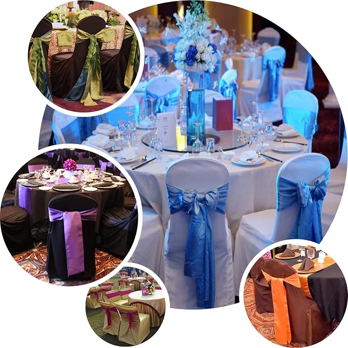 Efavormart 50 PCS Black Polyester Banquet Chair Covers, Reusable or Disposable Stain Resistant Chair Covers - Image 6