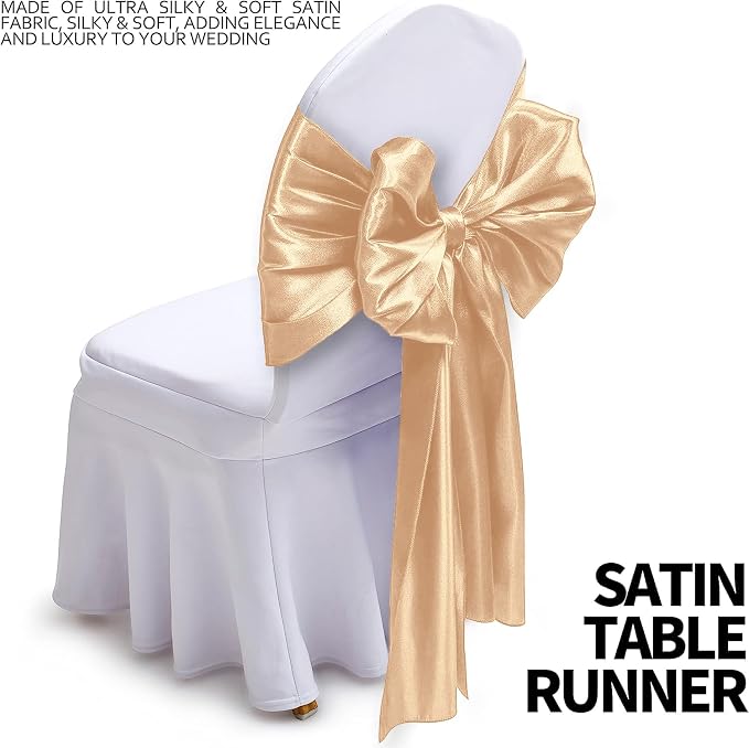 SI Pack of 15 Wedding 12 x 108 inch Satin Table Runner for Wedding, Decorations for Graduations, Engagements, Birthday Parties, Banquets, Runners fit Rectangle, Round Table - Champagne - Image 3