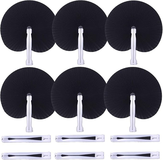 Bestage 20 Pieces Black Round Paper Fans | Foldable Handheld Fans for Women,Folding Hand Fans for Wedding,Bridal Guest,Church,Party Favors,Dancing,Birthday,DIY by Bestage