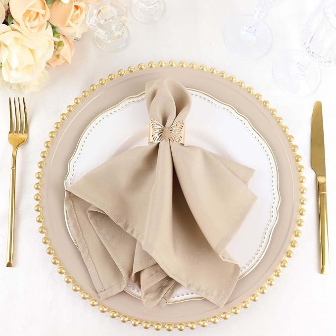 Tableclothsfactory Premium Pack of 25 Nude Premium 17" x 17" Washable Polyester Napkins Great for Wedding Party Restaurant Dinner Parties for Party & Decorations - Image 6