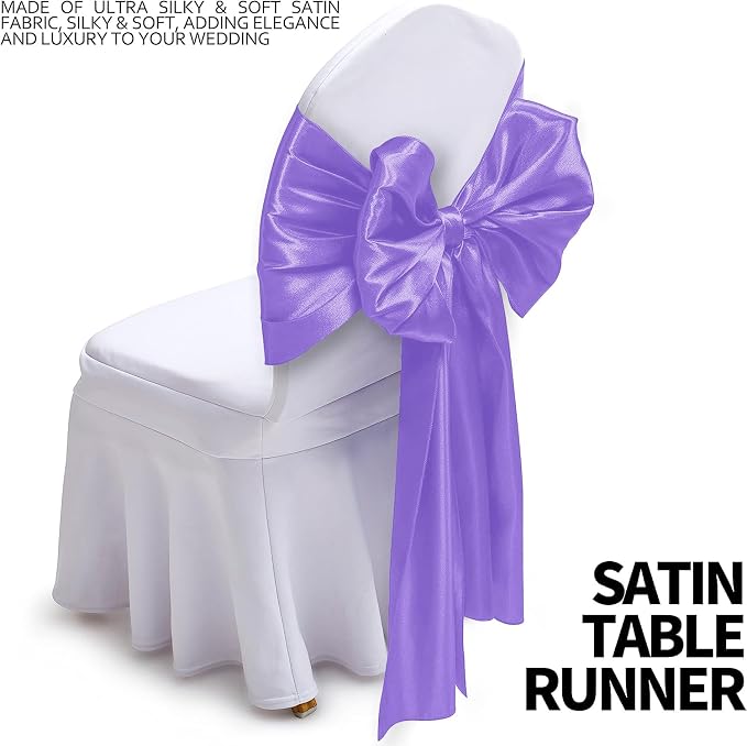 SI Pack of 20 Wedding 12 x 108 inch Satin Table Runner for Wedding, Decorations for Graduations, Engagements, Birthday Parties, Banquets, Runners fit Rectangle, Round Table - Lavender - Image 3