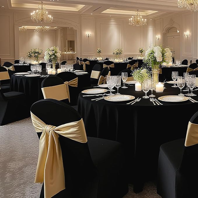VEVOR Chair Covers, Polyester Spandex Chair Cover, Stretch Slipcovers for Wedding Party Dining Banquet Flat-Front Chair Covers (Black-c, 150PCS) - Image 8