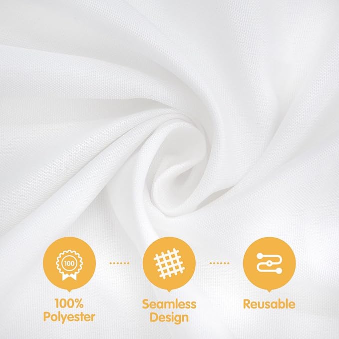 BRILLMAX 4 Pack White Round Tablecloths 132 Inch for 72" Tables | 150 GSM Polyester Fabric, Floor Length Drop, Water, Stain & Wrinkle Resistant Cloth Cover for Wedding Reception Banquet Party - Image 2