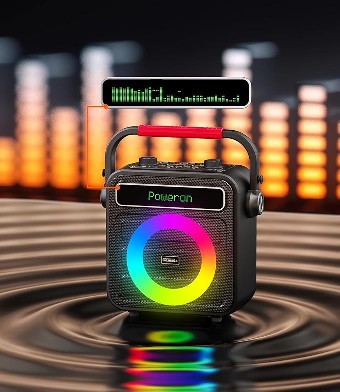 Karaoke Machine 2 Wireless Microphones, Portable Bluetooth Speaker w/PA System for Adults & Kids with LED Lights, Bass/Treble Adjustment, Supports REC/TWS/FM/AUX/USB/IF Card for Party