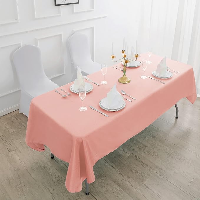 Cupuamon Rectangle Tablecloth 90x156 inch Washable Polyester Fabric Table Cloth for Wedding Party Dining Banquet Decoration（90x156, Dusty Pink） - Image 6