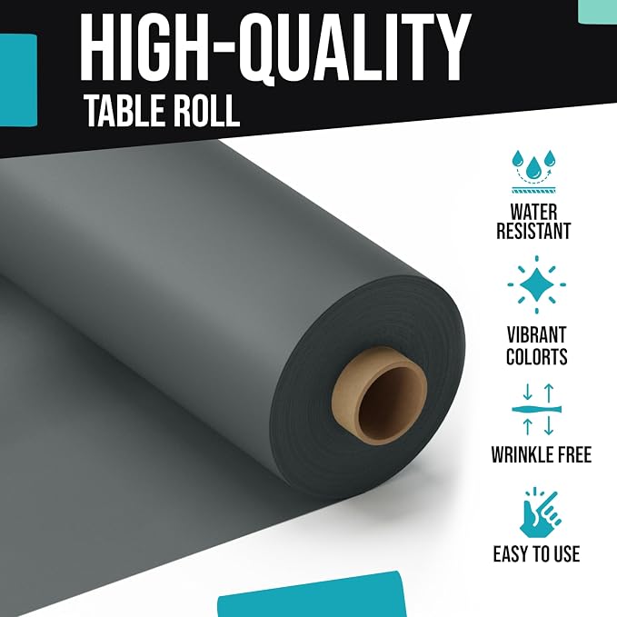 Exquisite Party Solids Silver Plastic Table Cover Roll 6 Pack 40" X 100' Table Cloth Plastic Cover Roll - Premium Quality Thick 0.5 MIL Banquet Rolls - Disposable Tablecloth Rolls - Image 4