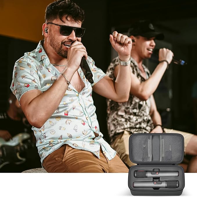 Boobowl Bluetooth Microphone Wireless Case Digital Microphones, Portable Wireless Mic Box for Rechargeable Battery, Receivers, Adapter (Bag Only)-Grey