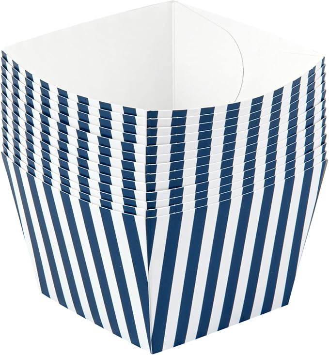 Restaurantware Bio Tek 5.3 x 5.3 x 3.3 Inch Popcorn Boxes 200 Square Mini Treat Boxes - Open-Top Design Grease Impermeable Blue And White Paper Party Favor Containers Disposable Versatile - Image 15