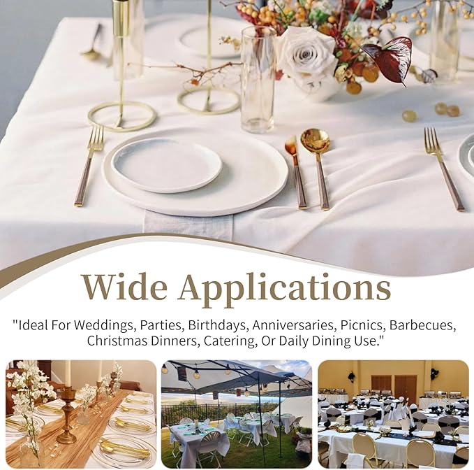 12 Pack White Table Cloth Rectangle Table Cloths for 6 Foot Rectangle Tables 60 X 102 Inch Washable Polyester Table Covers, Reusable & Wrinkle Resistant for Weddings, Parties, Events, and Everyday Use - Image 4