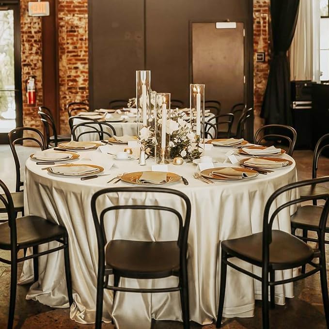 12 Pack 120 Inch Round Satin Tablecloth, Champagne - Image 6