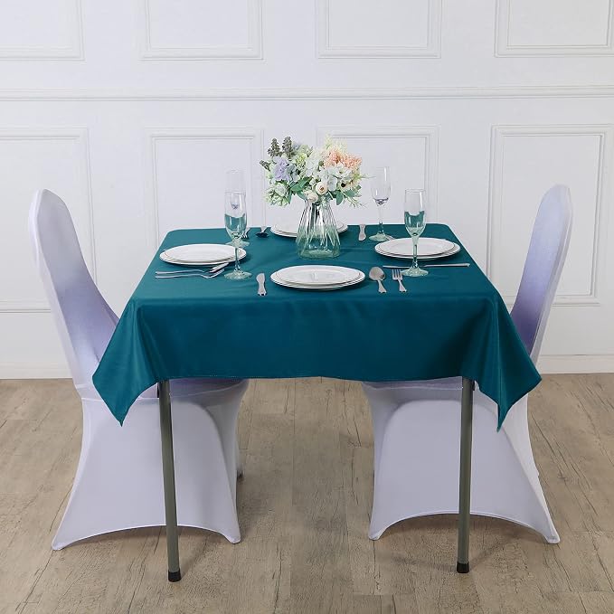 Cupuamon Square Tablecloth 90x90 inch Washable Polyester Fabric Table Cloth for Wedding Party Dining Banquet Decoration（90x90,Peacock Blue） - Image 6