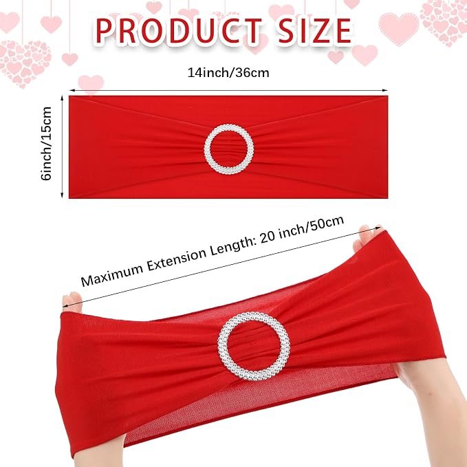 CHENGU 150 Pcs Red Chair Sashes with Buckle, Stretch Bands - Image 2