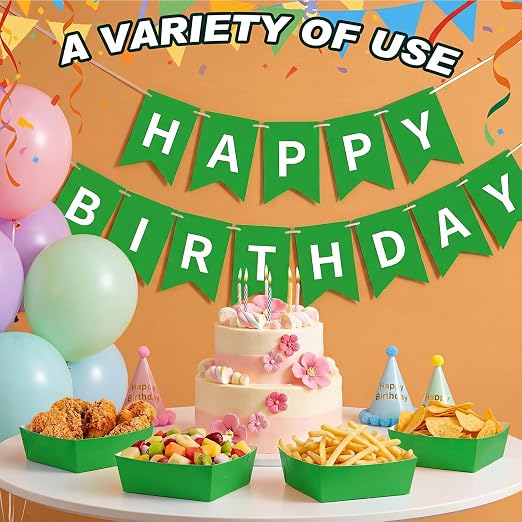 Uiifan 50 Pcs 5 lb Extra Large Paper Food Trays Disposable Food Boat Nacho Plate Serving Snack Trays Grease Resistant Self-assembly for Back to School Party Birthday Wedding Supply (Green) - Image 6
