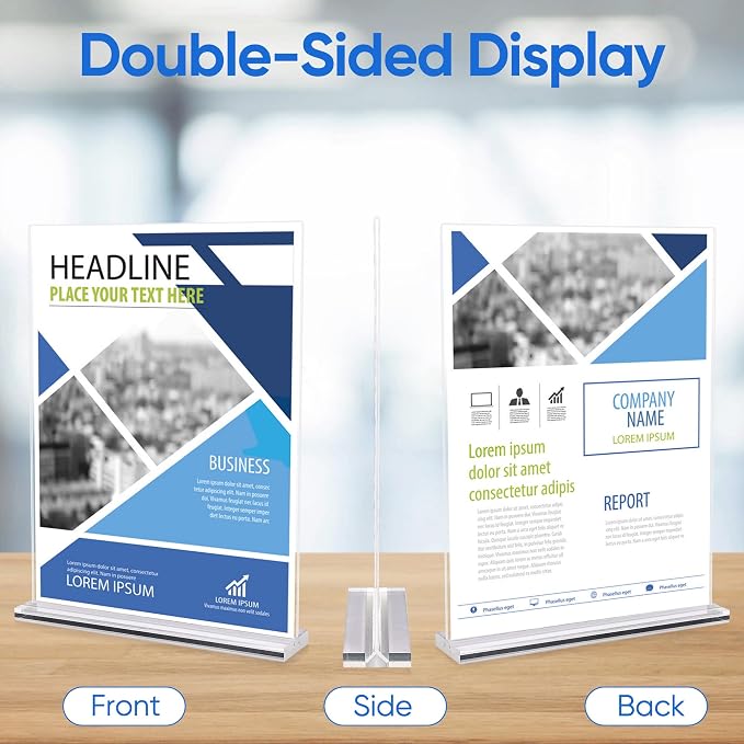 acrylic sign holder 8.5 x 11 Paper Stand 10 Pack Clear Double Side T Shape Acrylic Table Signs for Displaying, Flyer Holder Paper Card Holder for Office Business Store Mall Restaurants - Image 6