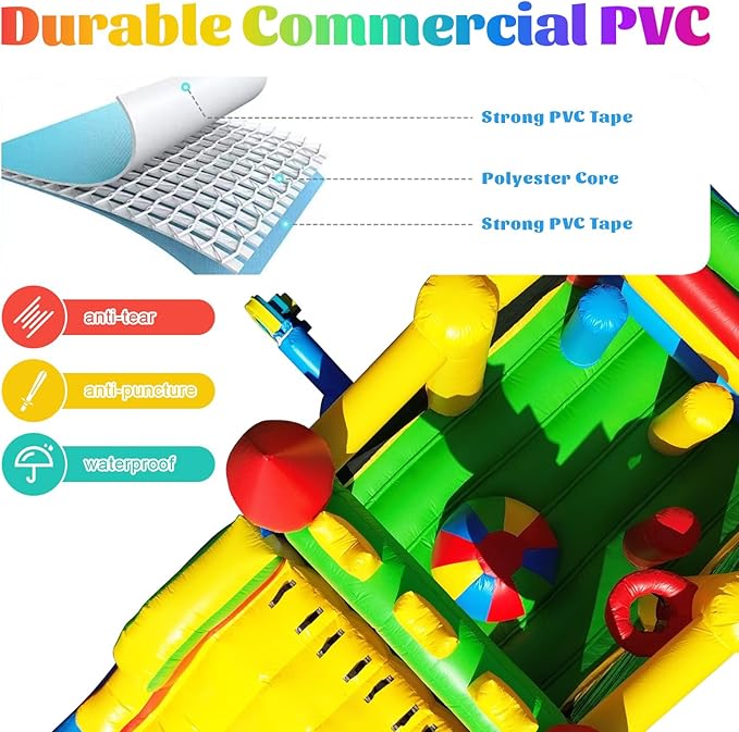 23FT Commercial Grade Bounce House for Adult, (Heavy Duty PVC)(1100W UL Blower) Inflatable Obstacle Course, with Water Slide, Splash Water Pool Ball Pit, Large Backyard Lawn Party Game
