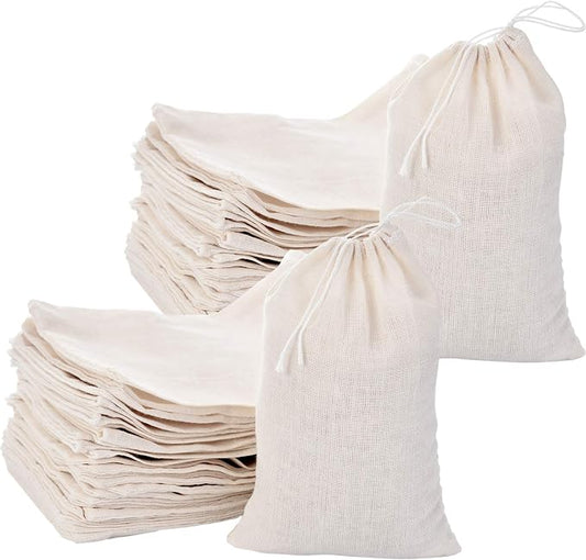 Tatuo 200 Pack Muslin Bags Burlap Drawstring, 4 x 6 Inch | Cotton Linen Fabric Reusable, Tea Sachets Gift Packaging, Canvas Pouch for Jewelry Trinkets,Multipurpose Linen Pouch by Tatuo