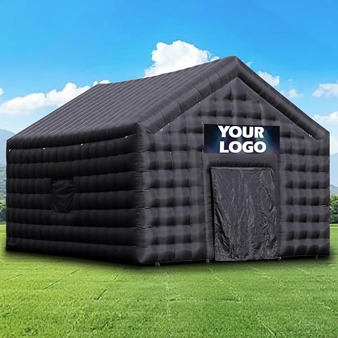 Large Inflatable Night Club Party Tent for Aldult 26FT, Black Oxford Inflatable Building with Blower&Disco Lights, Blow up Large Space Outdoor Events for Birthday, Nightclub, Business(26x20x16ft)