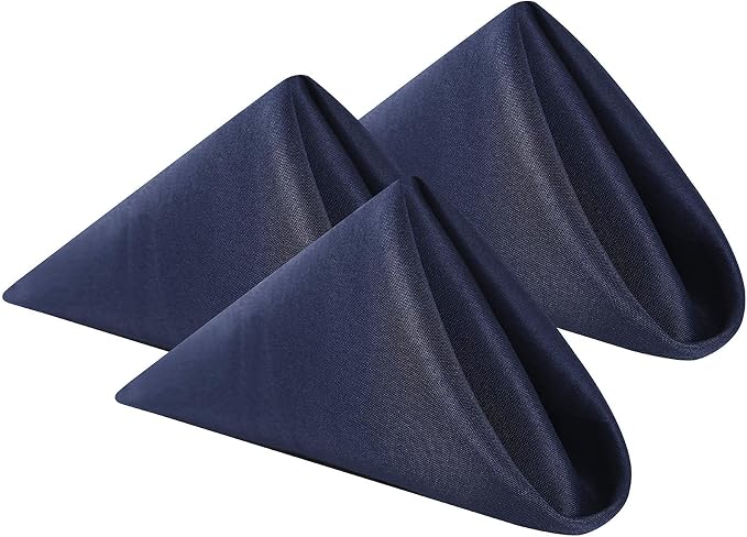 Cloth Napkins 20x20 inch Washable Polyester Dinner Napkins Soft Table Napkins for Wedding Party Dining Banquet(Navy,25PCS) by Cupuamon