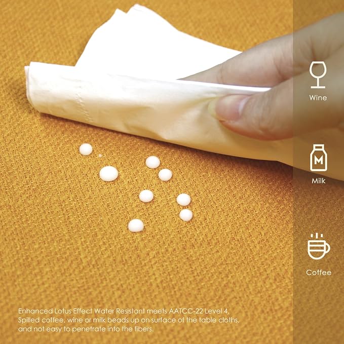 BALCONY & FALCON Rectangle Table Cloth Waterproof Gold Orange 95"x55" | Rectangular Washable Wrinkle Resistant Table Cloth Linen Fabric Tablecloths for Dining Party Kitchen Wedding and Outdoor Use - Image 3