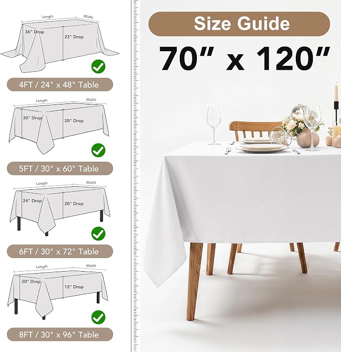 Fitable 6 Pack Burgundy Tablecloths 70x120 Inch for 6-8 Ft Rectangle Tables - Image 5