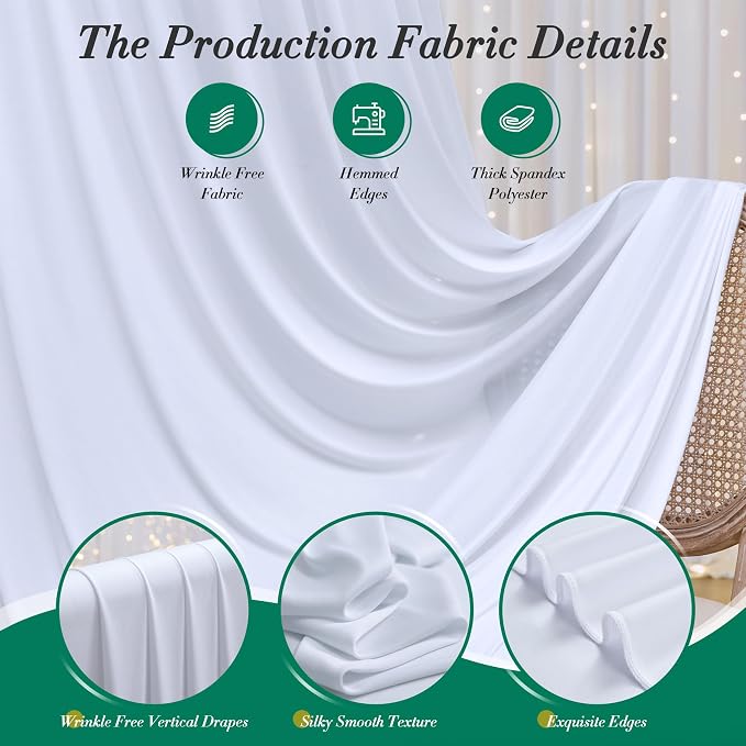 40 ft x 10 ft Wrinkle Free White Backdrop Curtain for Wedding Parties, Polyester Photo Backdrop Drapes for Baby Shower Birthday Party Backdrop Stand, Bulk Thick Background Curtains, 5x10FT 8 Panels - Image 4