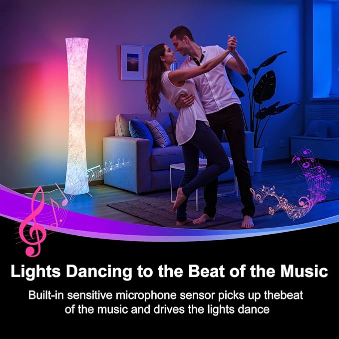 WORLD WIN Floor Lamp, 61'' Smart RGB LED Corner Lamp with Music Sync and 16 Million DIY Colors, 3 Color Temperature, APP & Remote Control, Color Changing Standing Floor Lamp for Bedroom Living Room