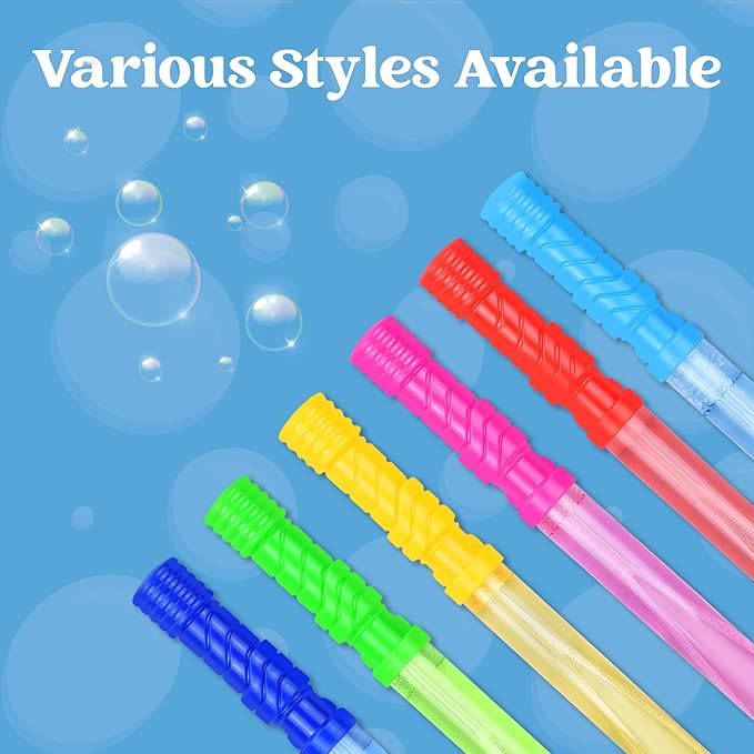 JOYIN 14.6’’ Big Bubble Wands for Kids, 1 Dozen Bubble Wand Bulk with Refill Solution for Summer Toy Party Favor, Outdoors Activity, Easter Basket Stuffers, Birthday Gift