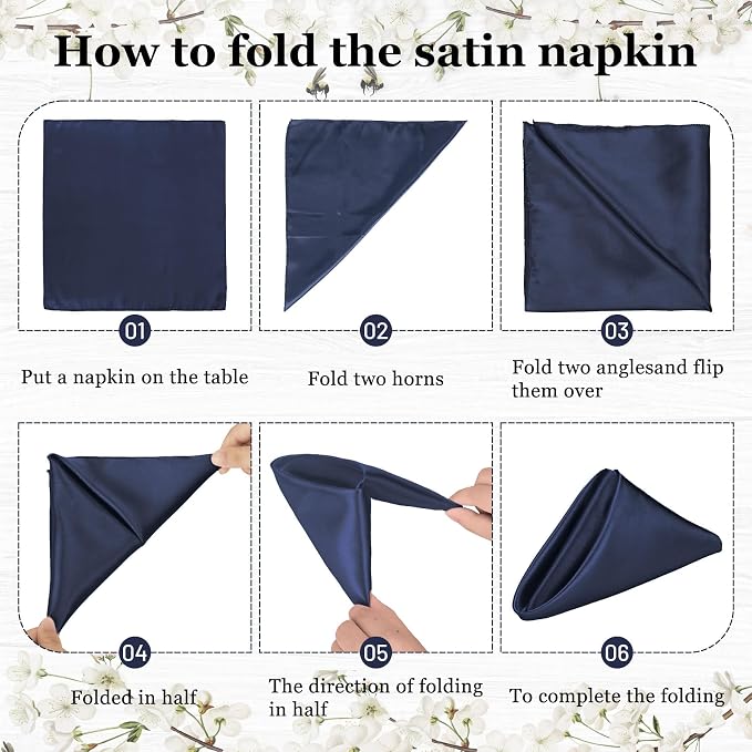 Bailarina 120 Pack Navy Blue Satin Napkins,17x17 Inches Wedding Napkins Square Soft Silky Table Napkins Bulk Decorative Elegant Cloth Napkin for Party Decoration, Banquet,Wedding,Graduation - Image 5