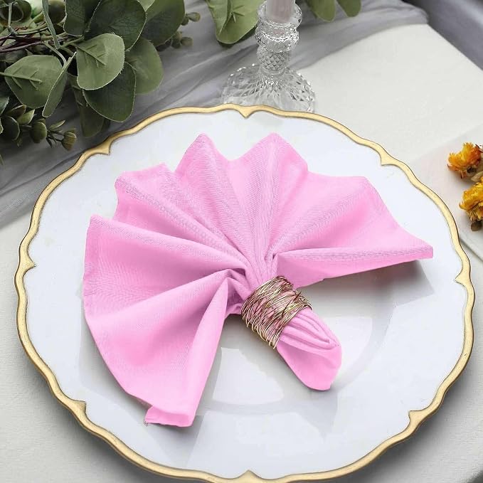 Efavormart Premium Cloth Napkins Set of 10, 17x17 Inch Pink Seamless Dinner Napkins, Washable Linen Table Napkin Cloth with Hemmed Edges for Weddings, Party and Banquet - Image 2