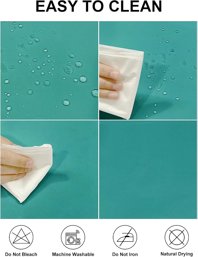 Fokitut 2 Pack Waterproof Round Tablecloth, 132 Inch, Stain Resistant and Wrinkle Polyester Table Cloth, Fabric Table Cover for Kitchen Dining, Wedding, Party, Holiday Dinner-Turquoise - Image 2