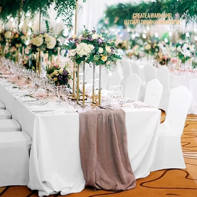 4 Pack White Tablecloths for 8ft Tables-90 x 156 Inch | Polyester Table Cover, Stain and Wrinkle Resistant Washable Fabric Table Cloth, Perfect for Wedding Banquet Parties - Image 7